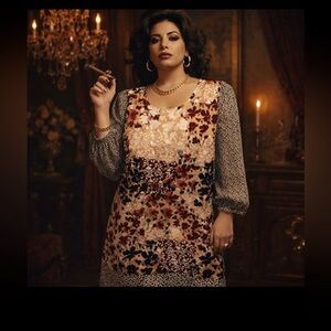 Karl Lagerfeld Floral Patchwork sheath Dress Mixed  Animal Print Sz 4 #mobwife